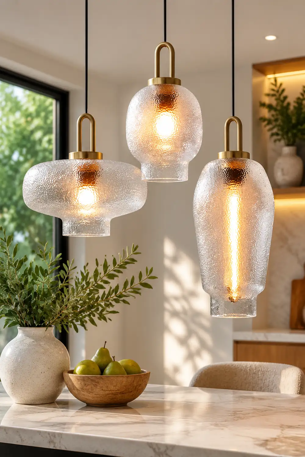 Clear Frosted Glass Pendant Light for Kitchen - Lumpaz