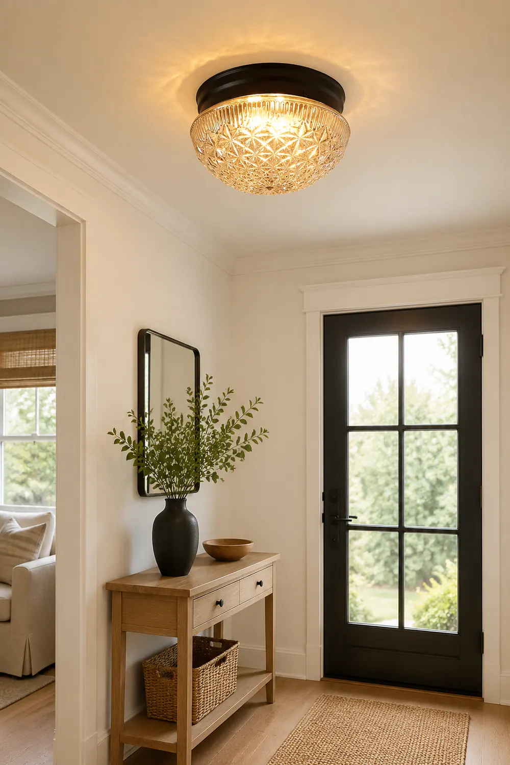 Clear Ribbed Glass Ceiling Light Fixture for Bedroom - Lumpaz