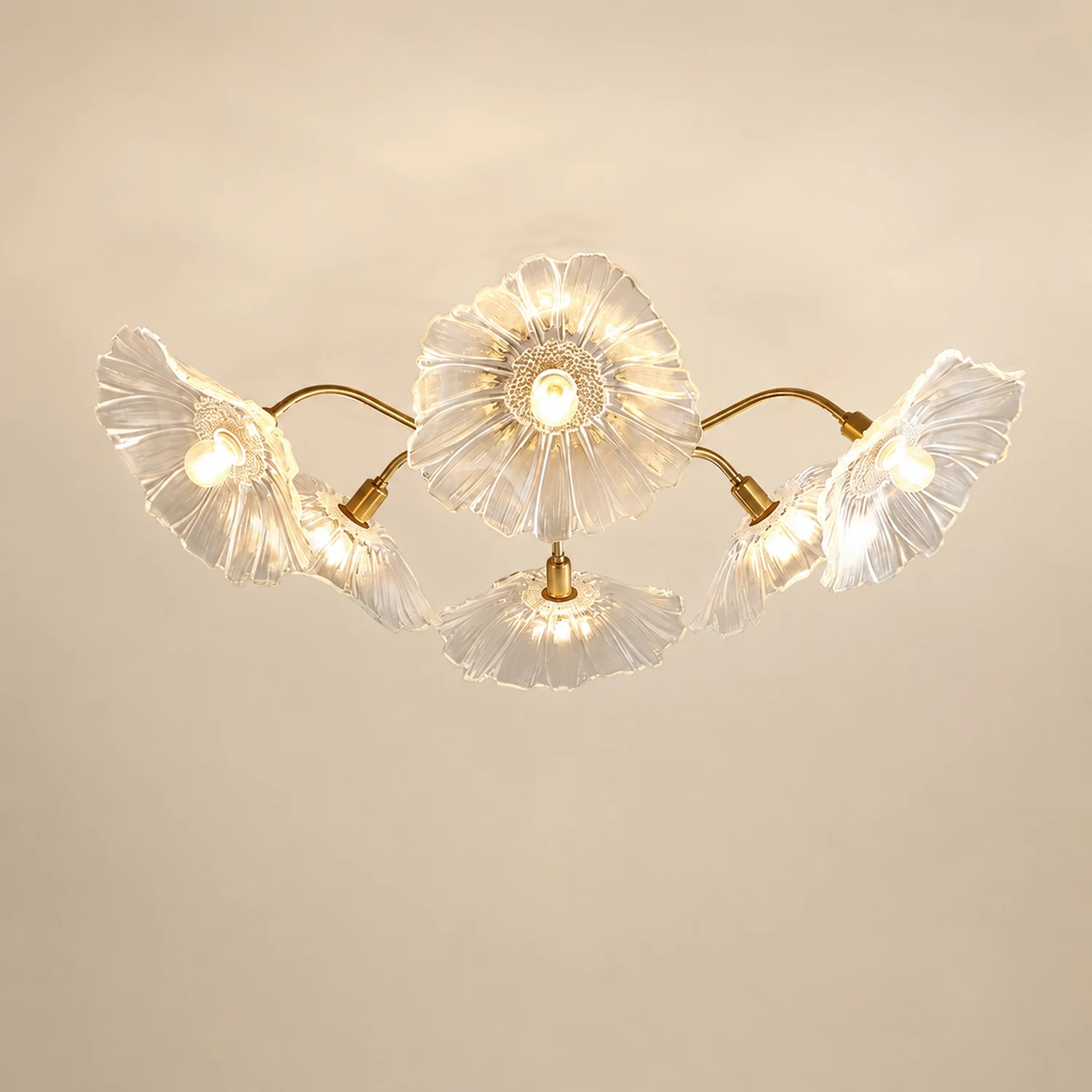 Vintage Lotus Leaf Glass Ceiling Light - Lumpaz