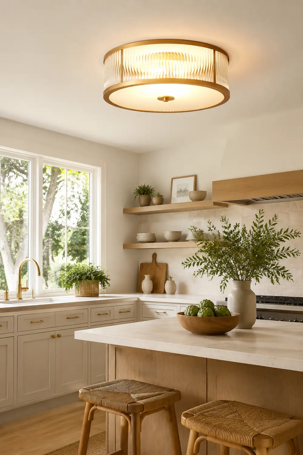 Vintage Round Simple Brass Ceiling Lamps - Lumpaz