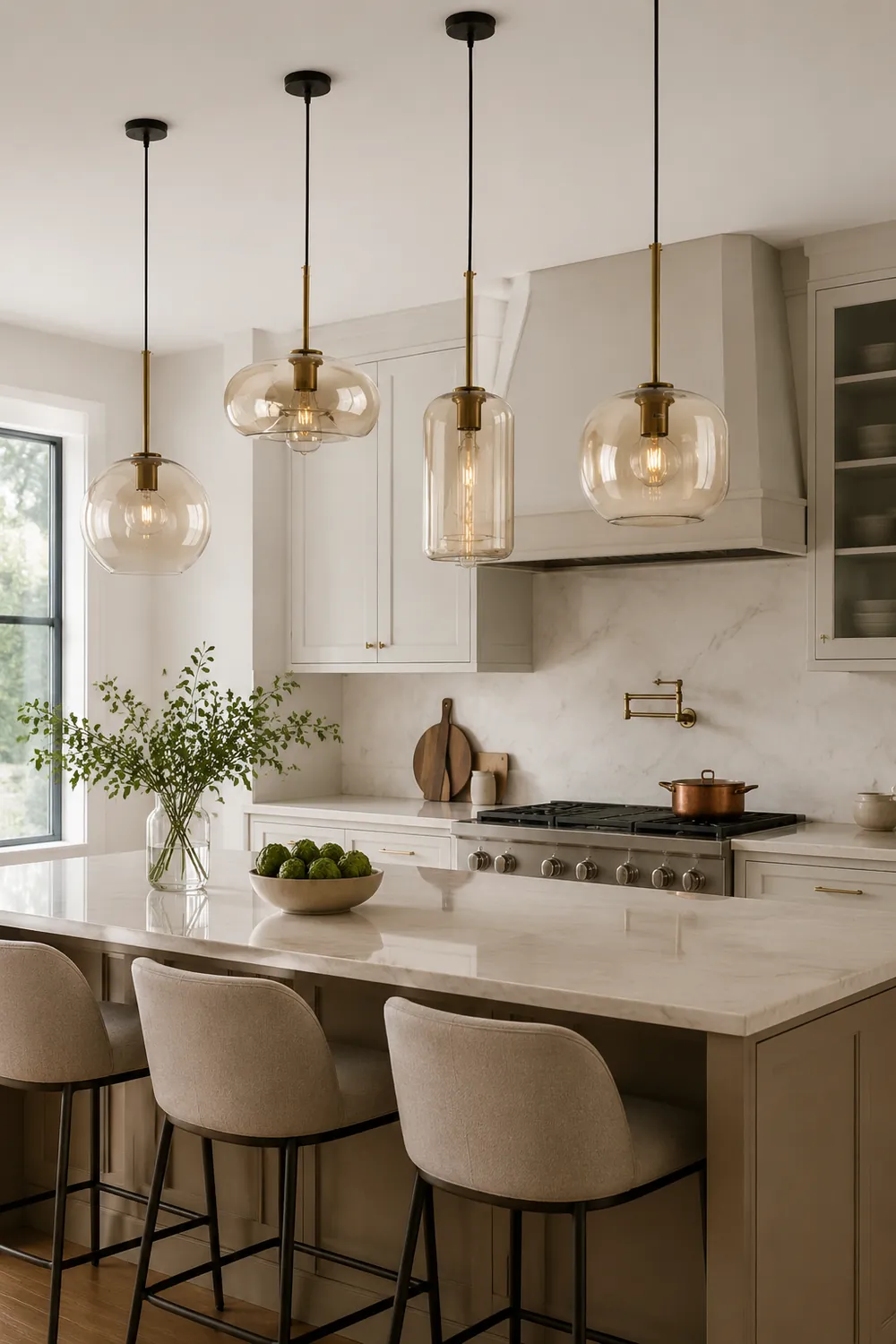 Industrial Amber Glass Pendant Light - Lumpaz