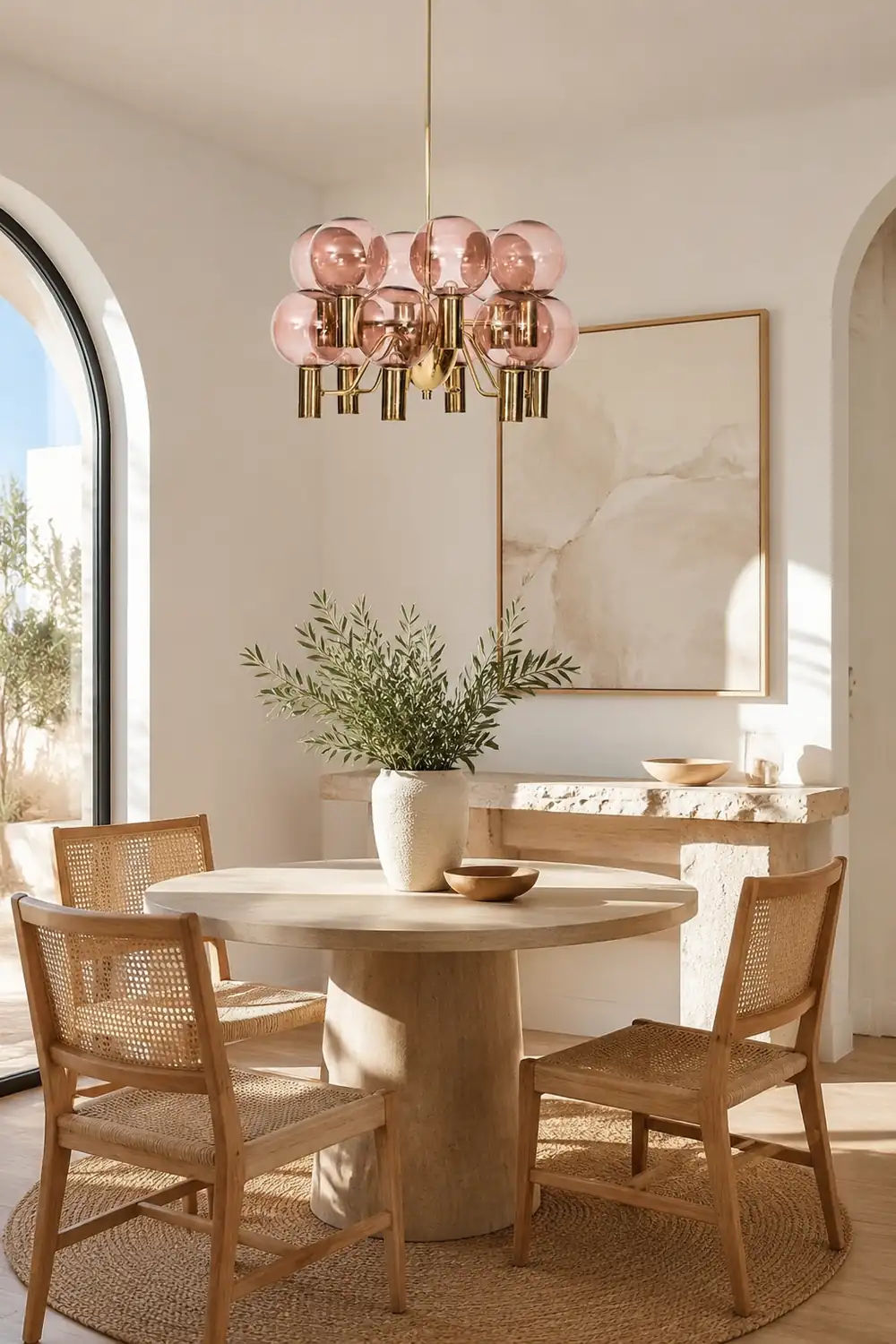 Contemporary Pink Glass 12-Bulb Decorative Chandelier - Lumpaz