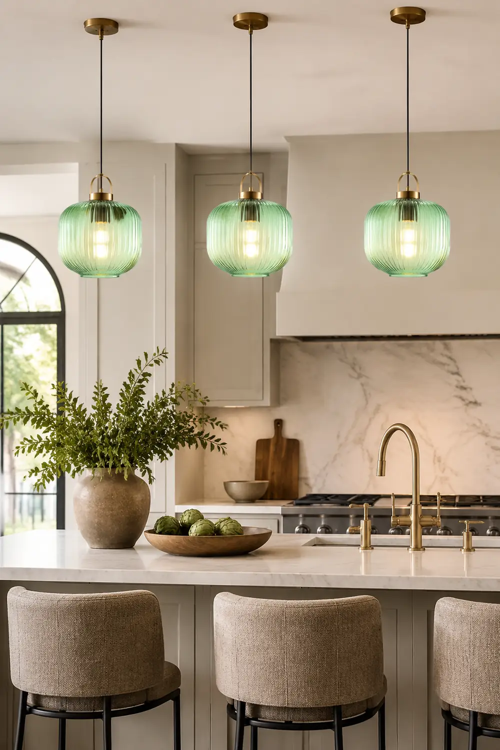 Retro Green Lantern Glass Pendant Lamp - Lumpaz