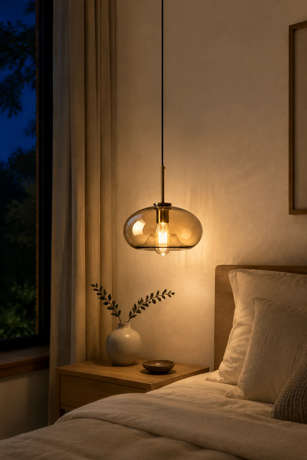 Industrial Amber Glass Pendant Light - Lumpaz
