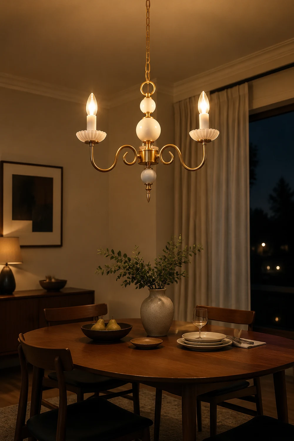 Vintage Metal Chandelier Lamp Cream Glass Chandelier - Lumpaz