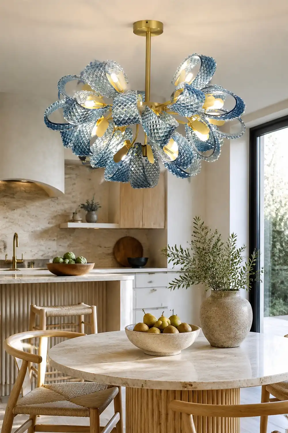 Luxury Style Gorgeous Blue Chandelier Modern Copper Glass Chandelier - Lumpaz
