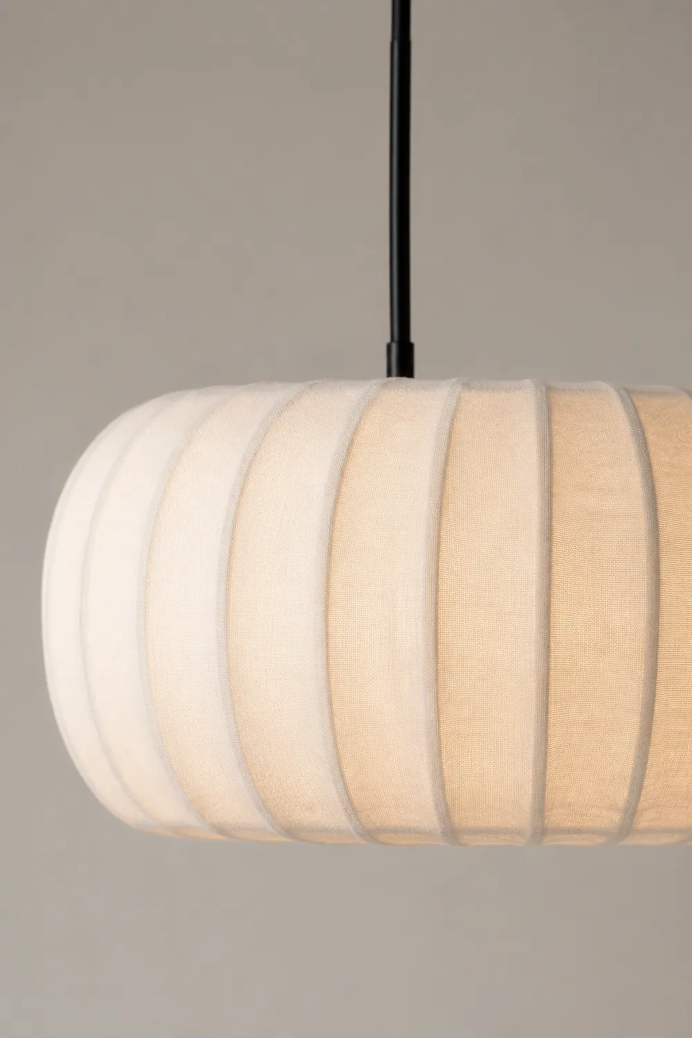 Wabi-Sabi White Fabric Drum Pendant Light - Lumpaz