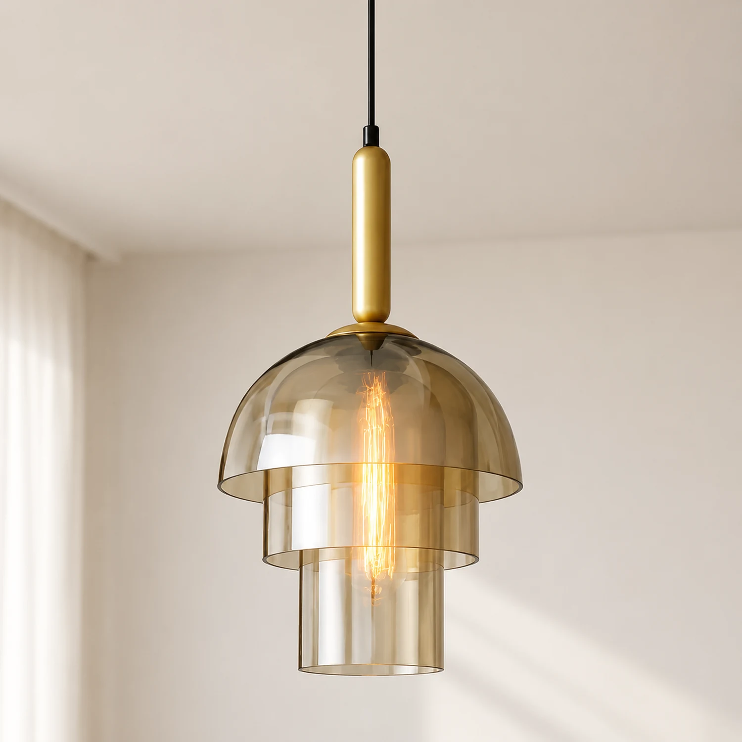 Modern Multi-Layer Glass Dome Hanging Light Fixture - Lumpaz