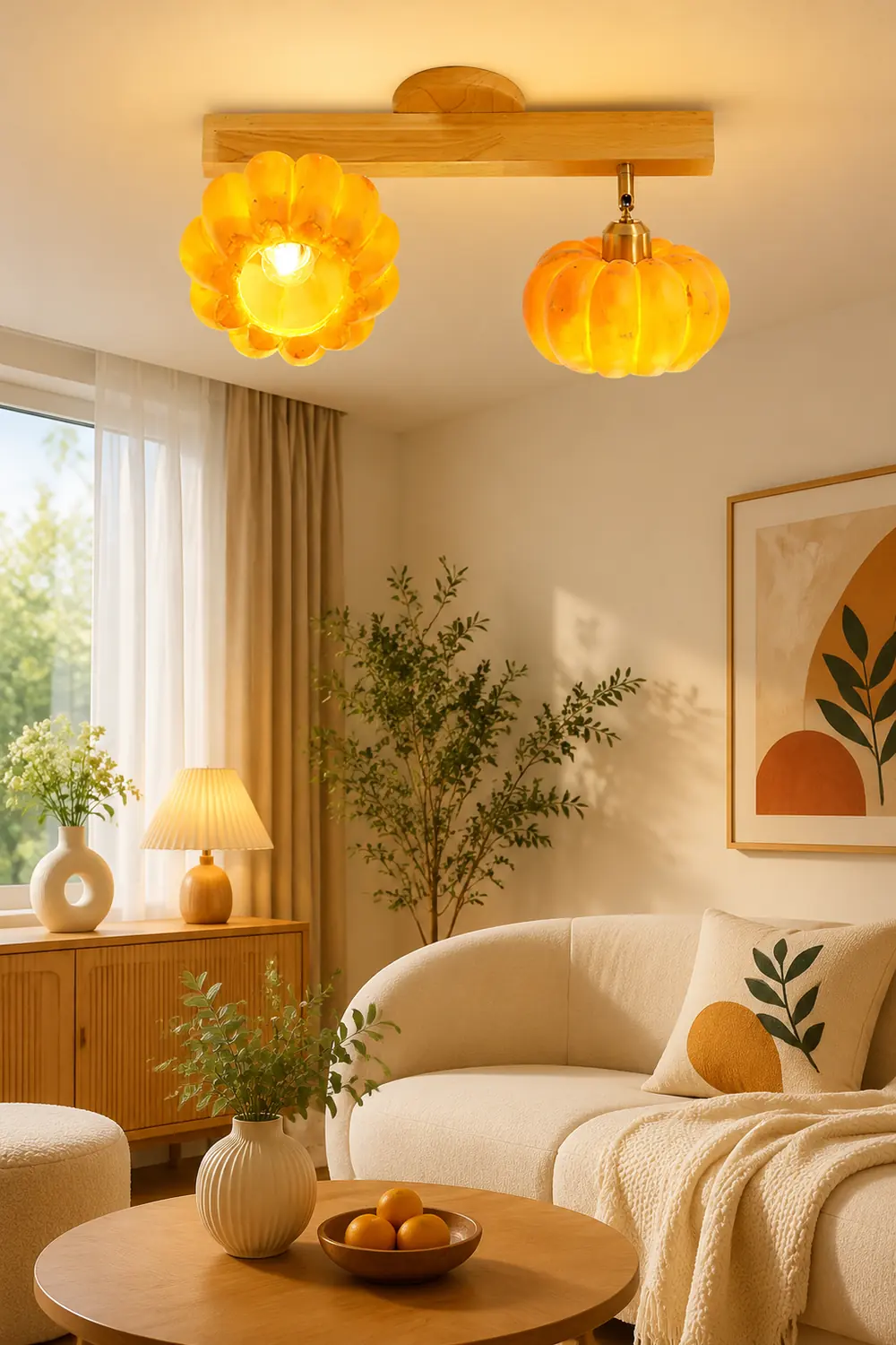 Eco-friendly Yellow Pumpkin Ceiling Lamp - Lumpaz