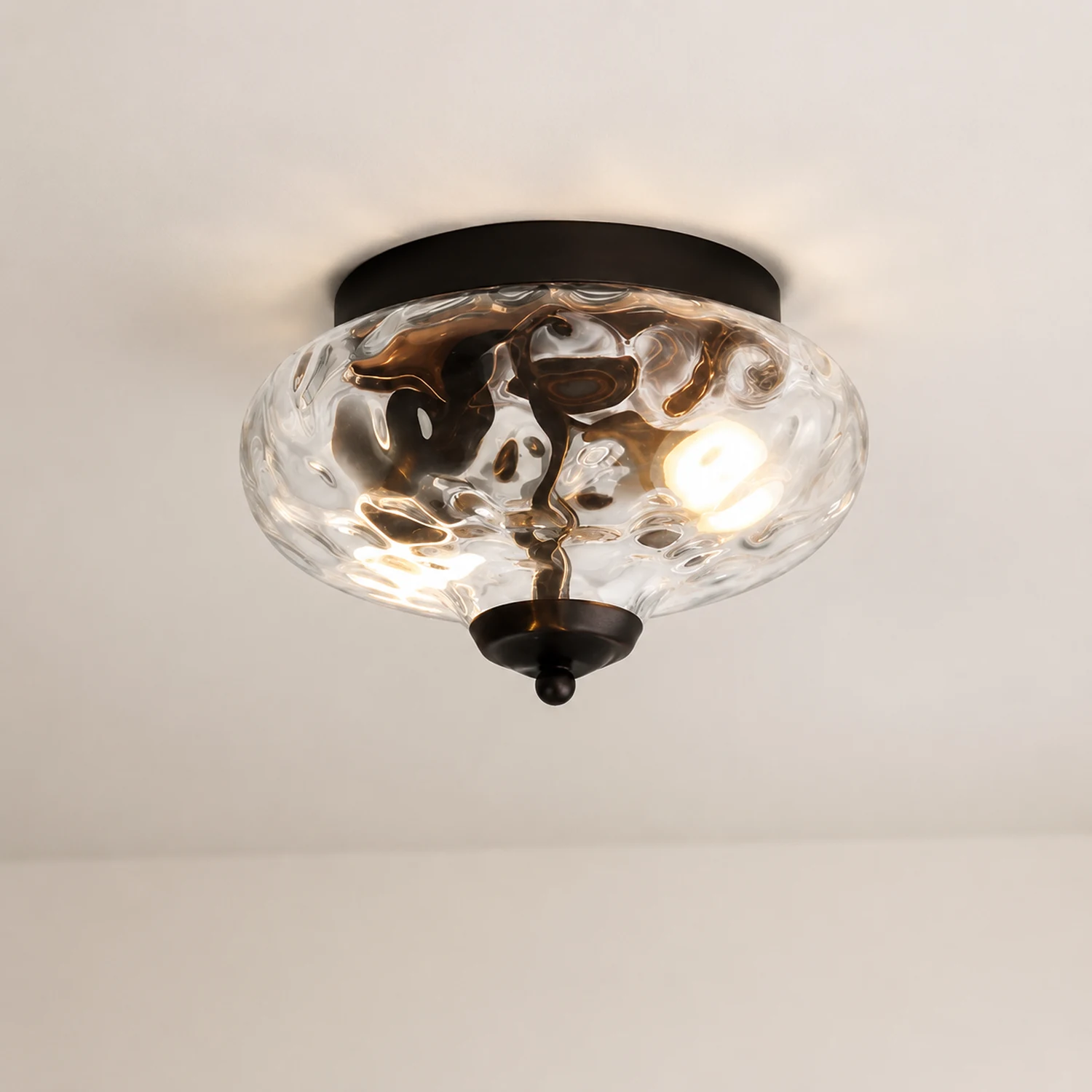 Farmhouse 2-Light Glass Shade Ceiling Light - Lumpaz