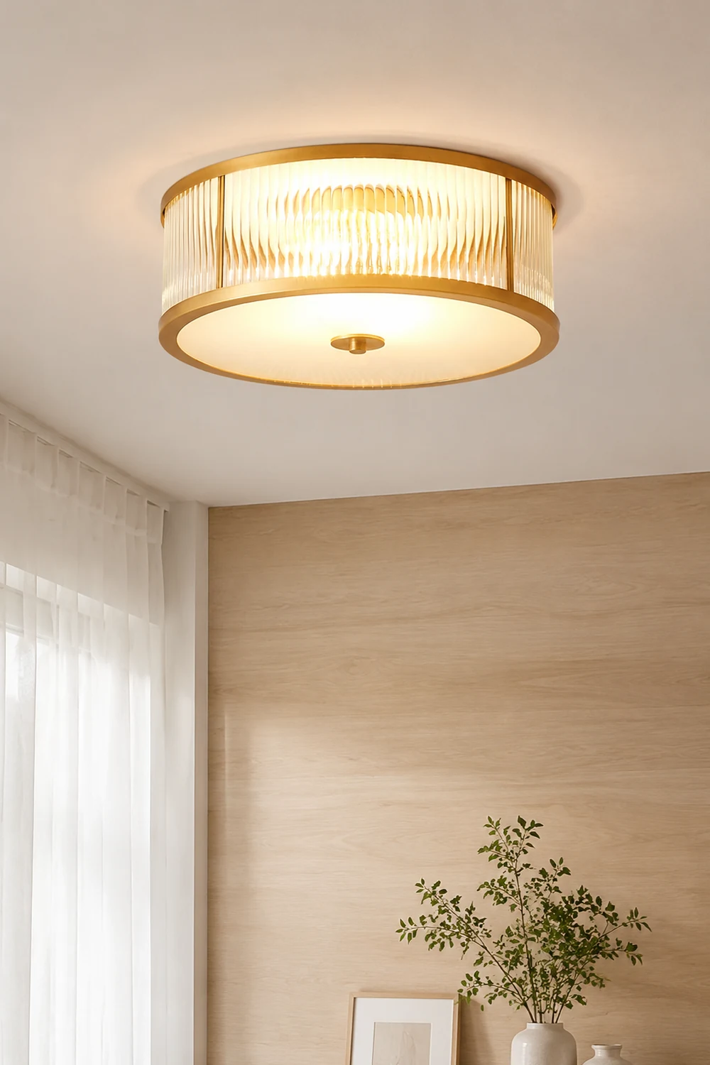 Vintage Round Simple Brass Ceiling Lamps - Lumpaz