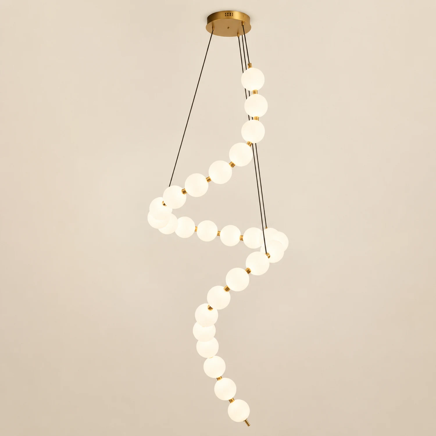 White LED Pearl Necklace Chandelier For Stair - Lumpaz