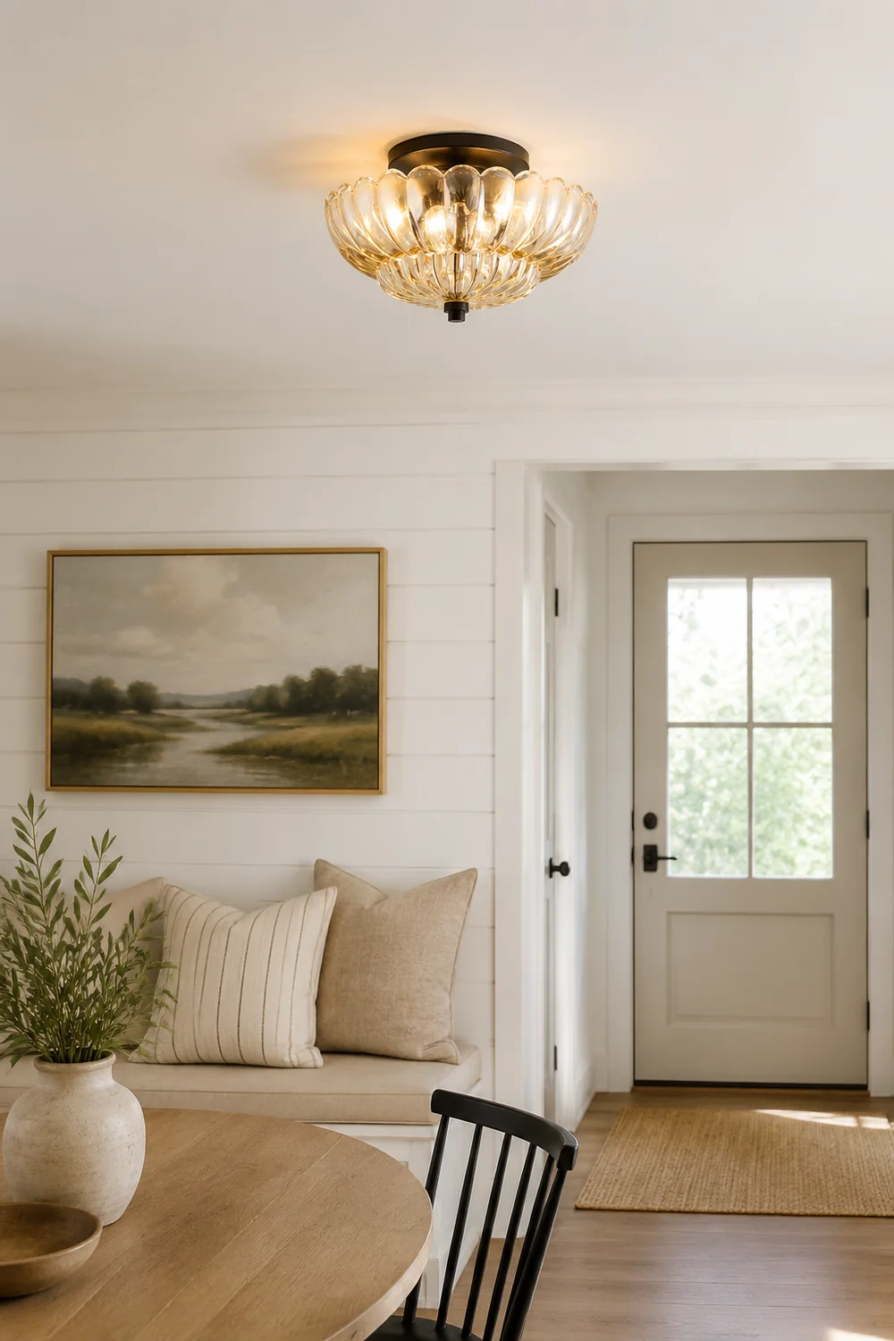 Vintage Amber Glass Semi-Flush Ceiling Light Shades Of Light - Lumpaz