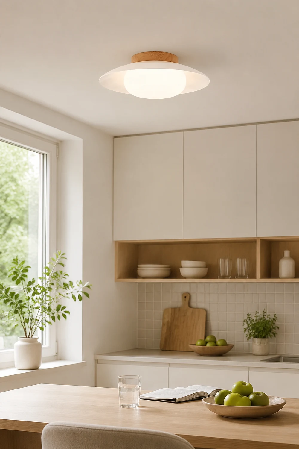 Cream Round White Ceiling Light - Lumpaz