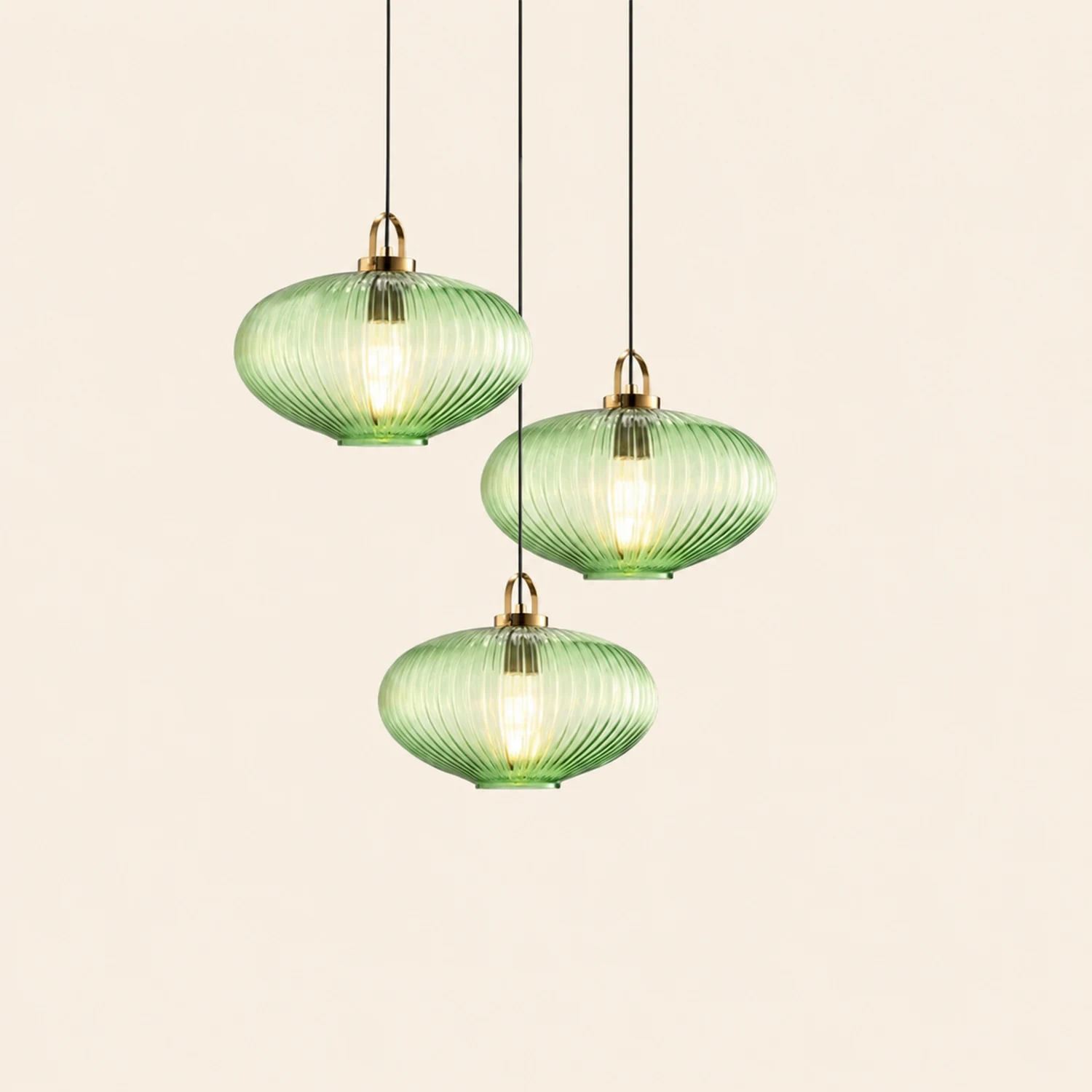 Retro Green Lantern Glass Pendant Lamp - Lumpaz