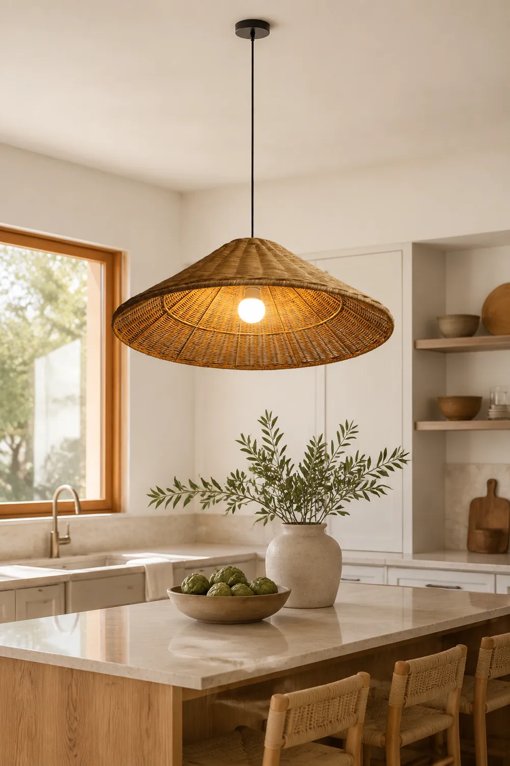 Farmhouse Handmade Rattan Pendant Light - Lumpaz