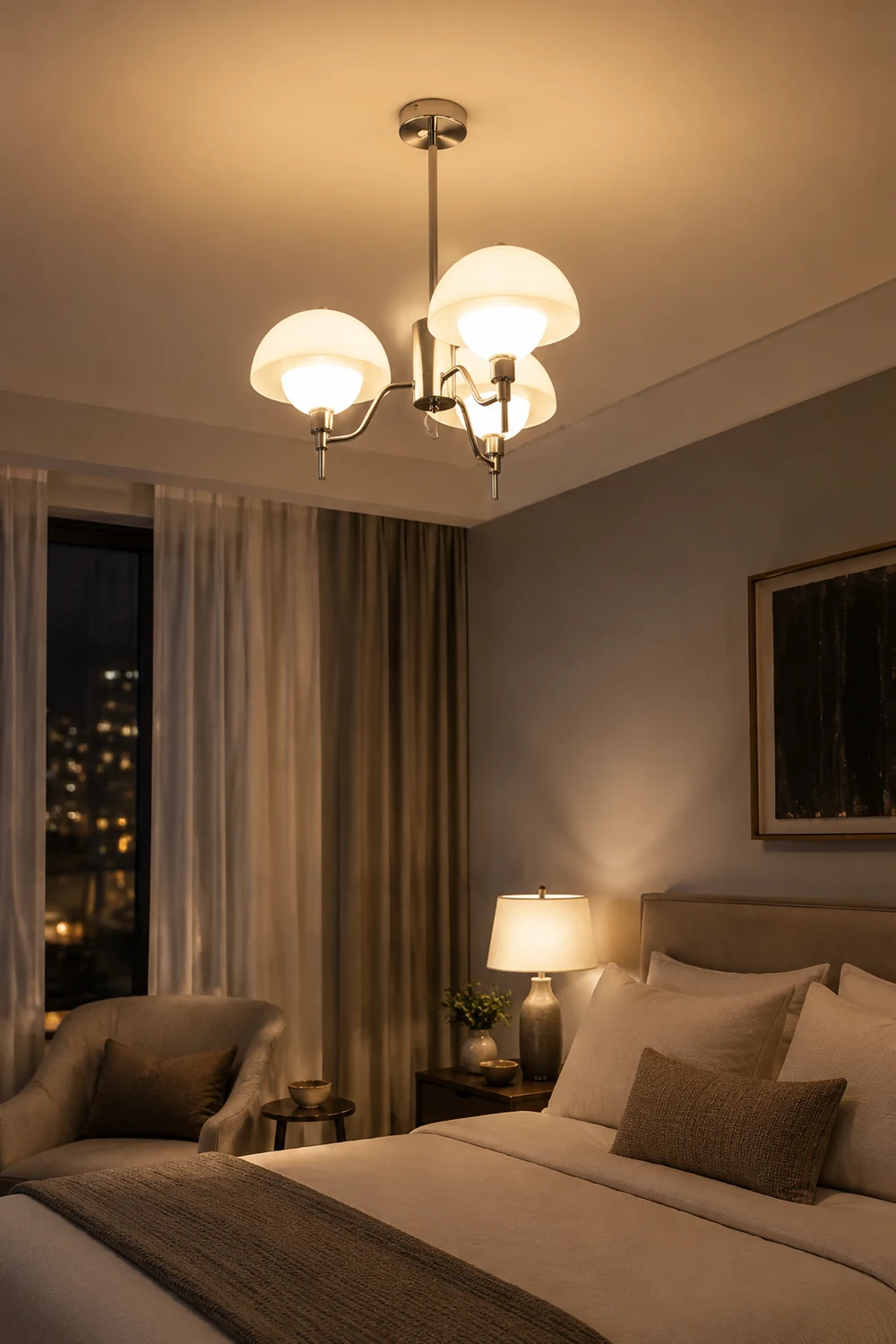 French White Cream Mushroom Chandelier - Lumpaz