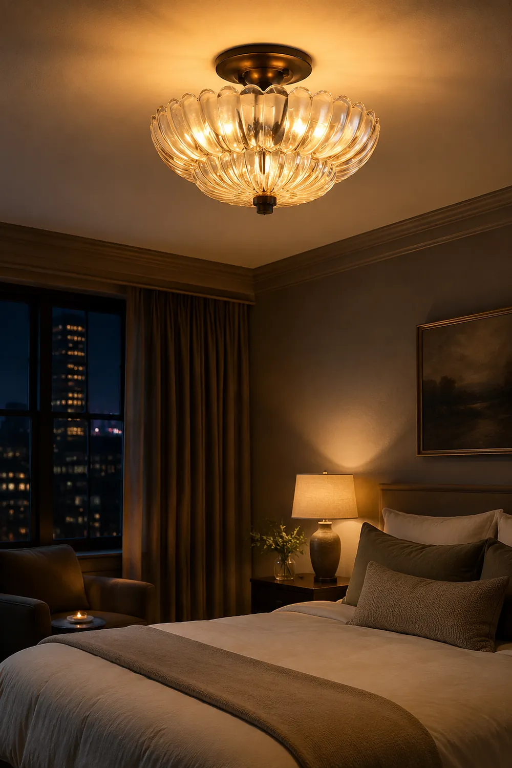 Vintage Amber Glass Semi-Flush Ceiling Light Shades Of Light - Lumpaz