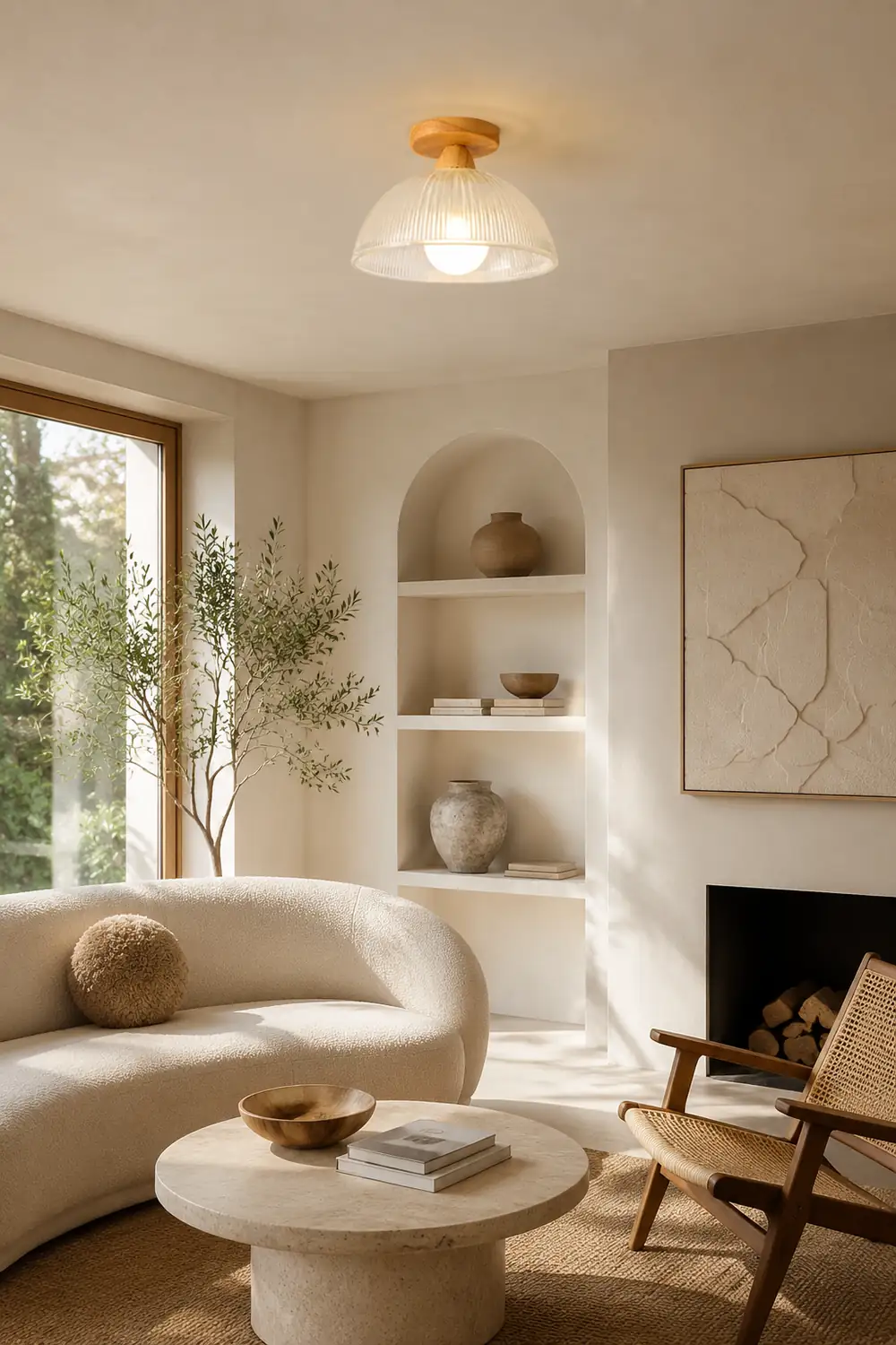 Vintage Solid Wood Glass Ceiling Lamp - Lumpaz
