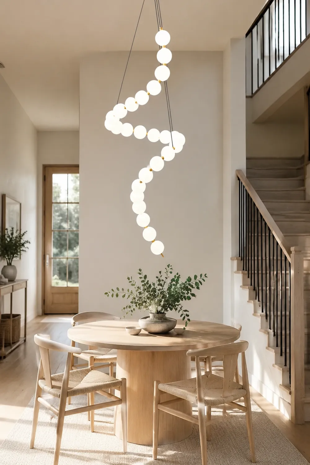 White LED Pearl Necklace Chandelier For Stair - Lumpaz