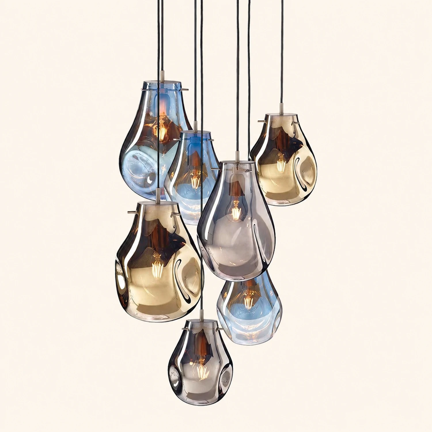Handcrafted Irregular Shape Glass Pendant Lighting - Lumpaz