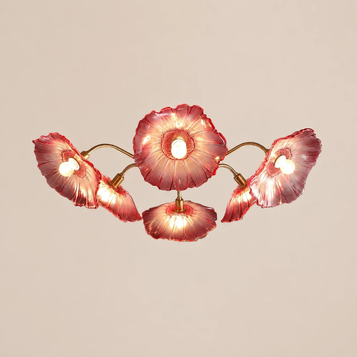 Vintage Lotus Leaf Glass Ceiling Light - Lumpaz