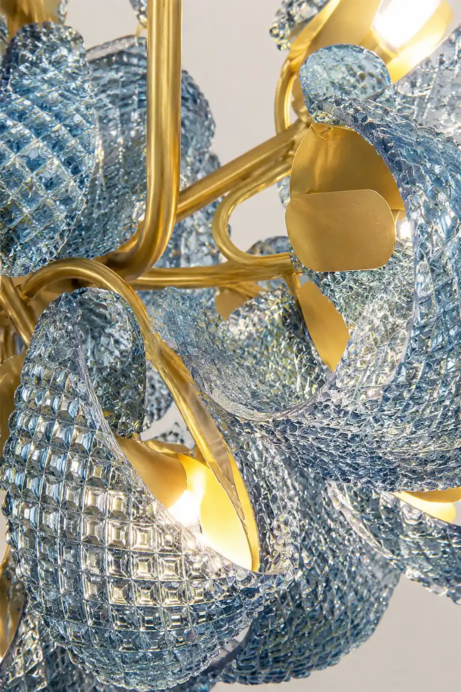Luxury Style Gorgeous Blue Chandelier Modern Copper Glass Chandelier - Lumpaz