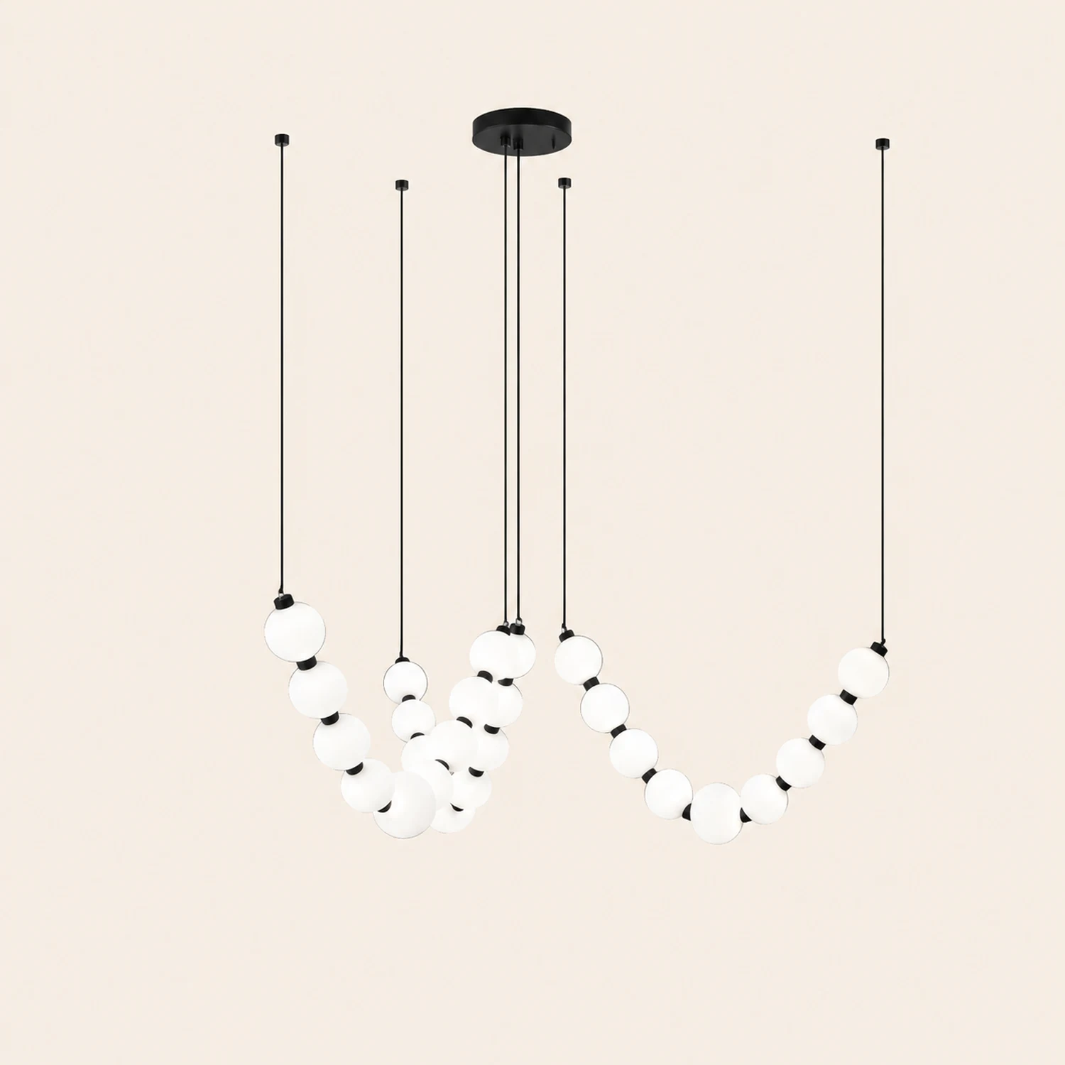 White Ball Bubble Brushed Copper Large Chandelier - Lumpaz