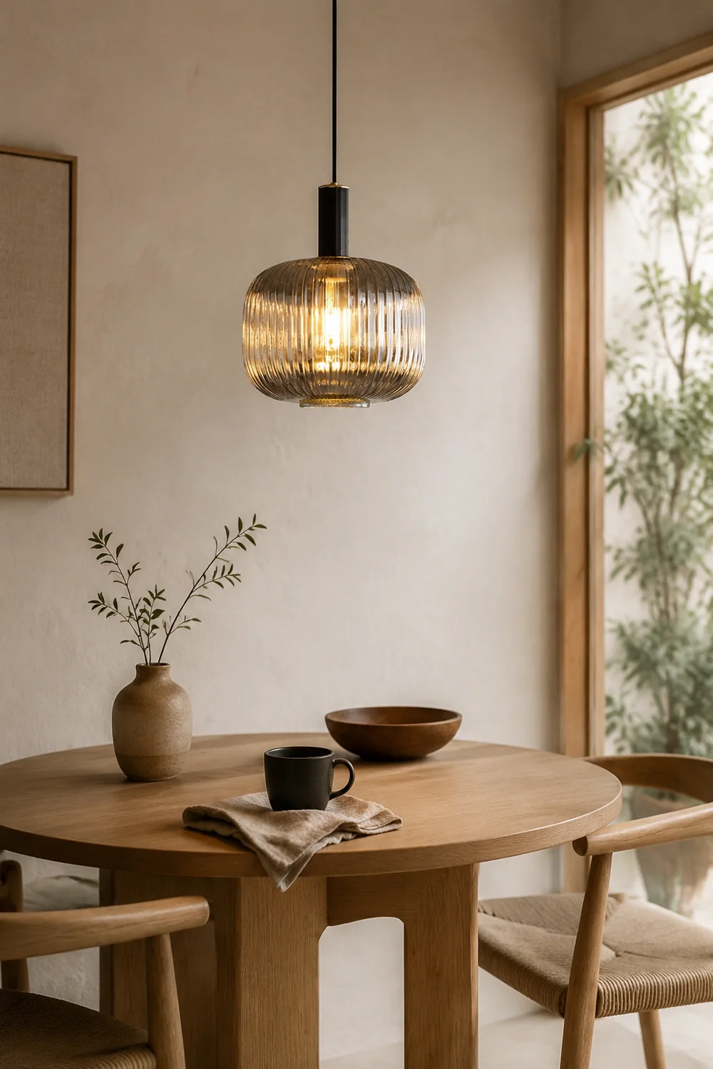 Modern Oval Ribbed Glass Pendant Light - Lumpaz