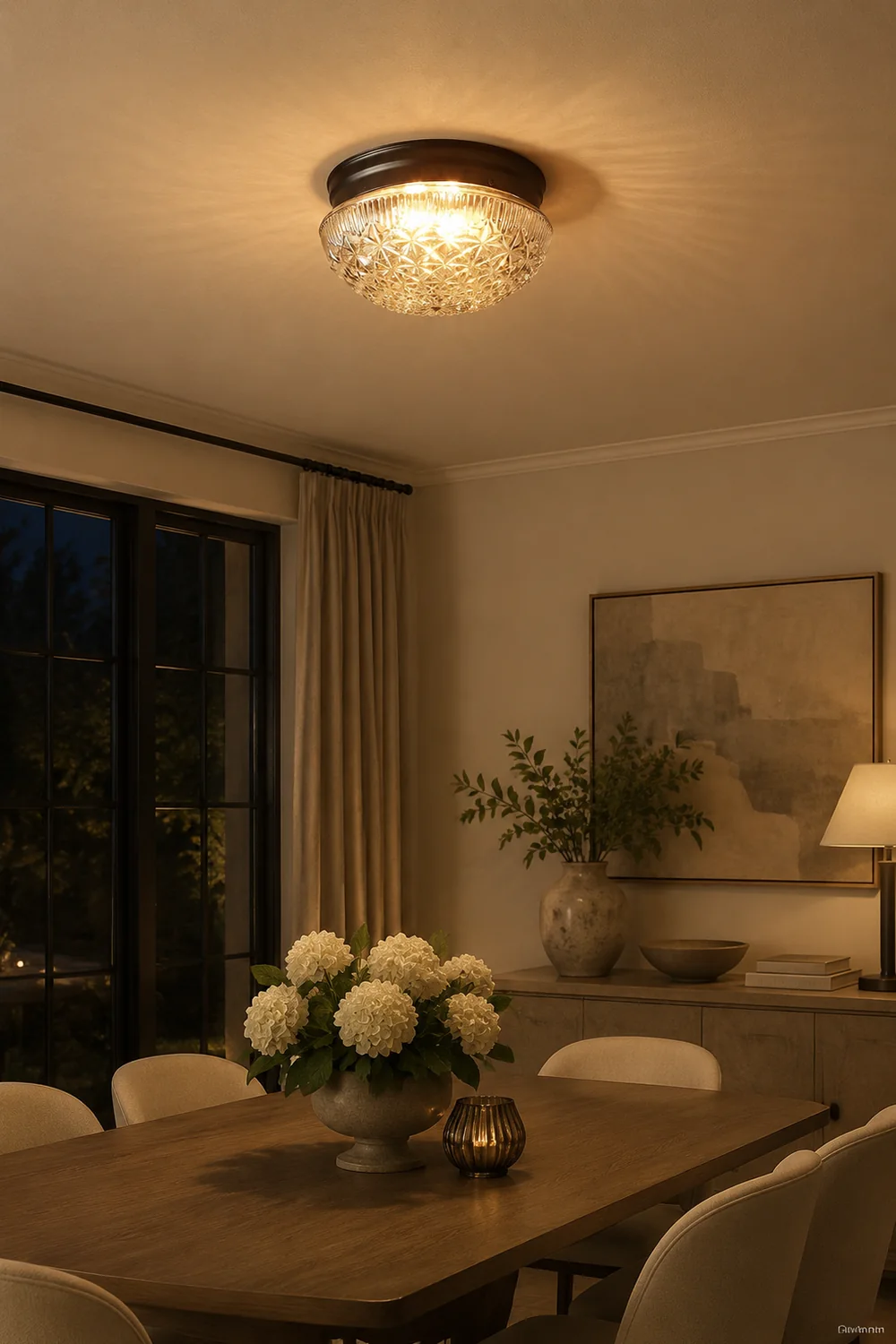 Clear Ribbed Glass Ceiling Light Fixture for Bedroom - Lumpaz