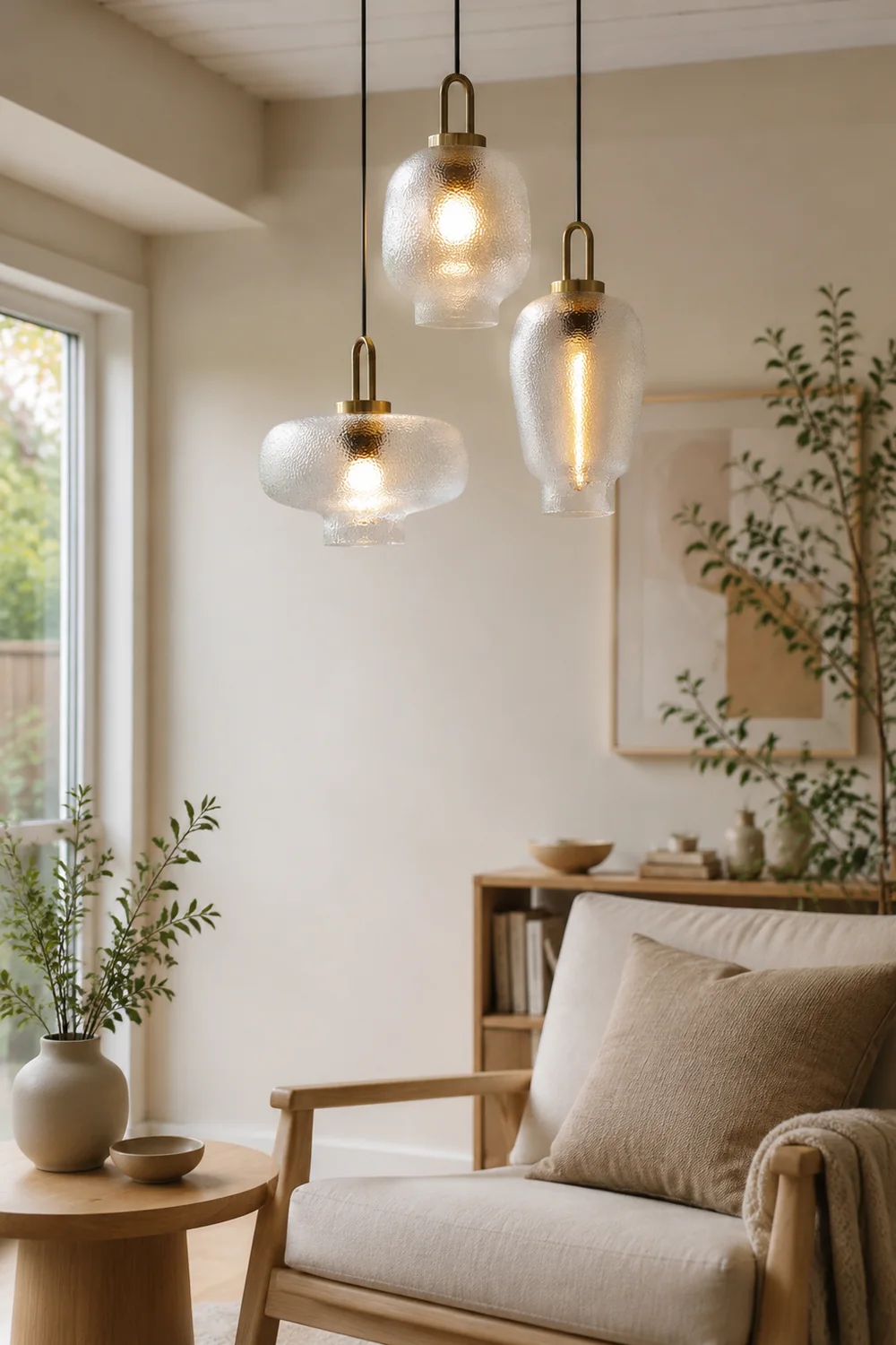 Clear Frosted Glass Pendant Light for Kitchen - Lumpaz
