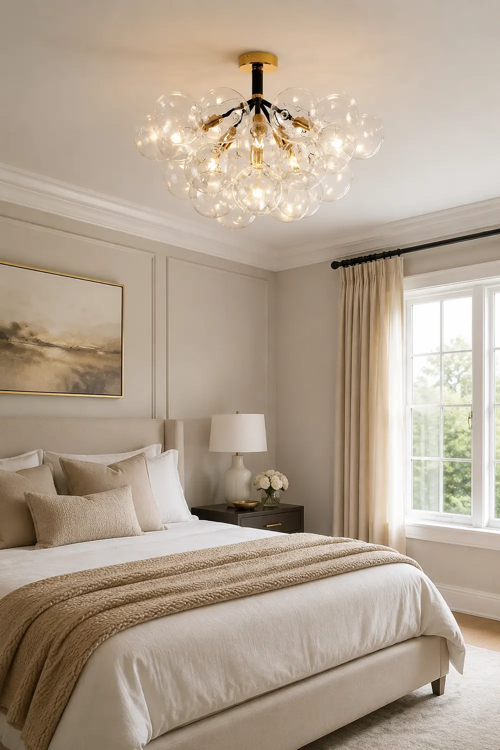 Modern Semi Flush Mount Ceiling Light Glass Bubble  Chandelier - Lumpaz