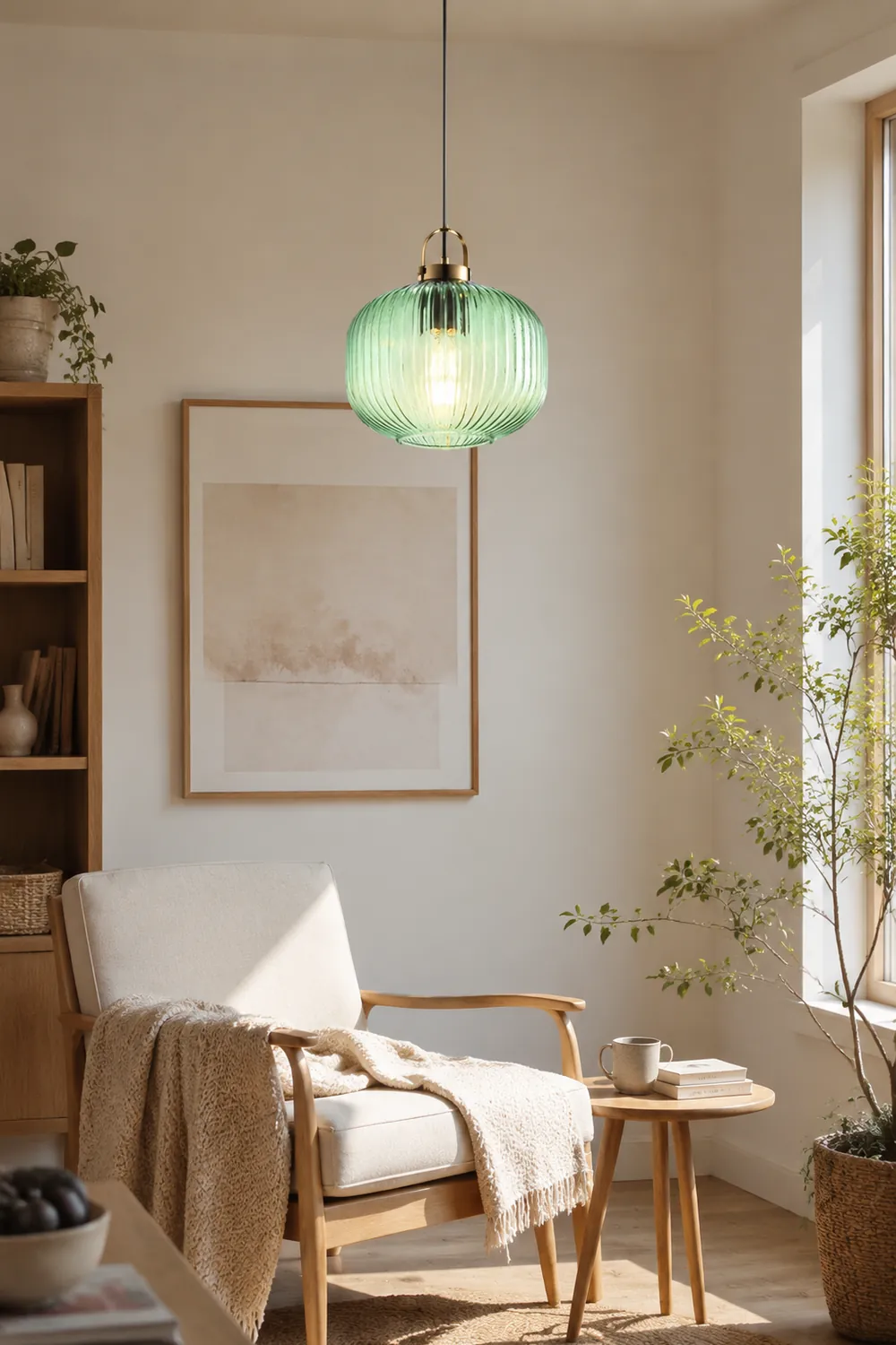 Retro Green Lantern Glass Pendant Lamp - Lumpaz
