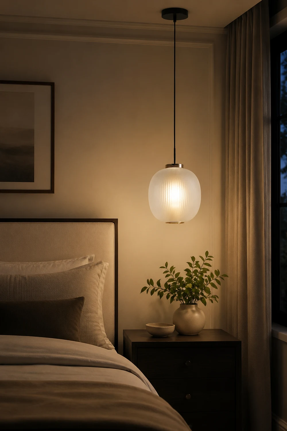 Retro Frosted Glass Lantern Pendant Light - Lumpaz