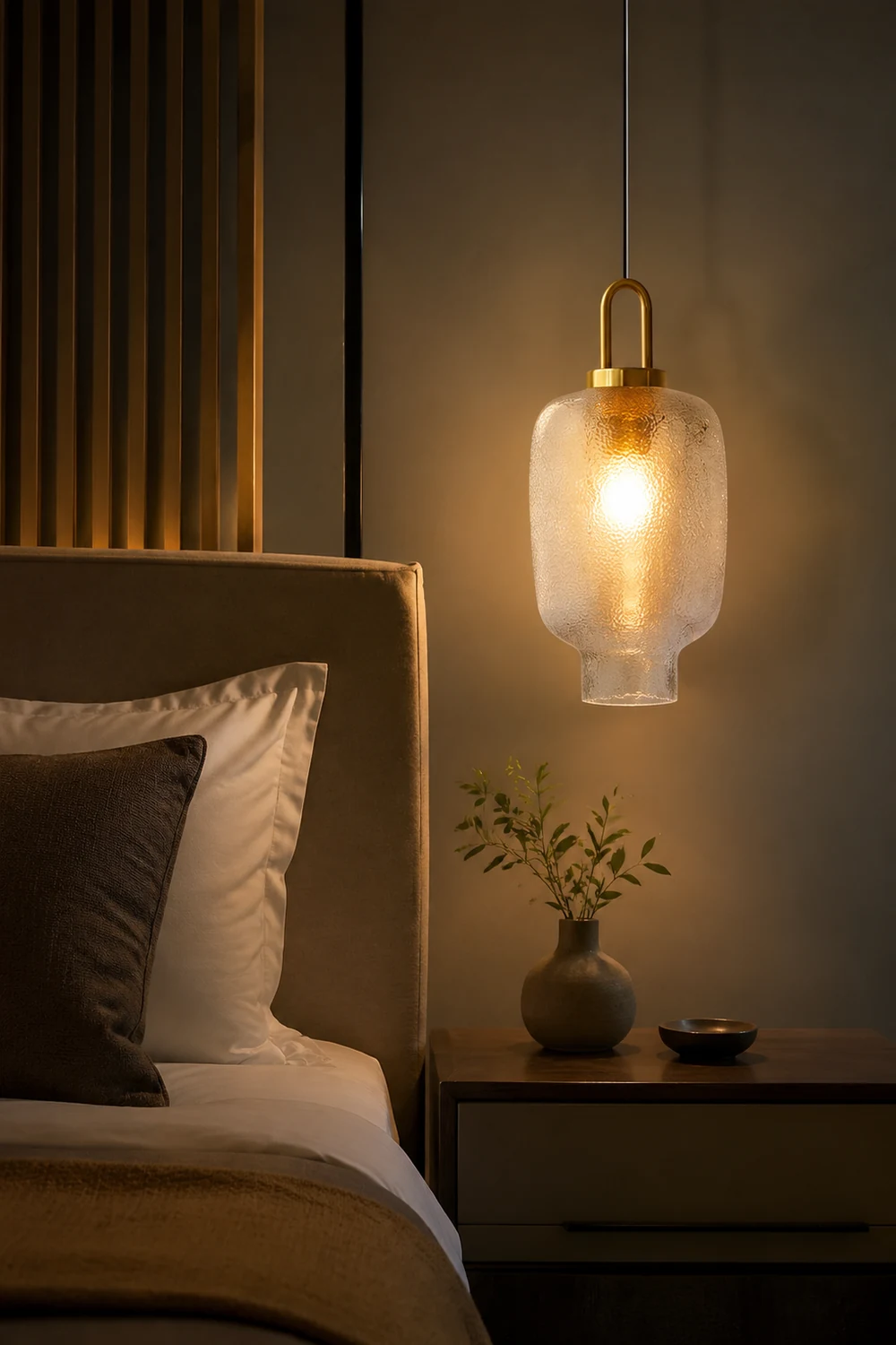 Clear Frosted Glass Pendant Light for Kitchen - Lumpaz