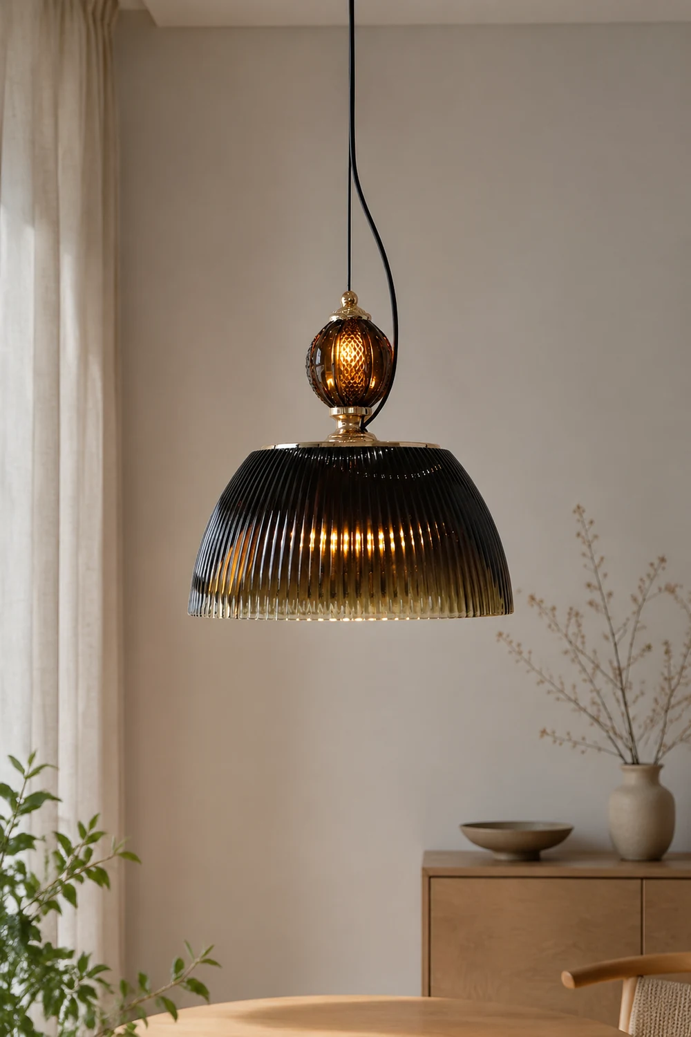 Retro-Inspired Green Glass Pendant Light - Lumpaz