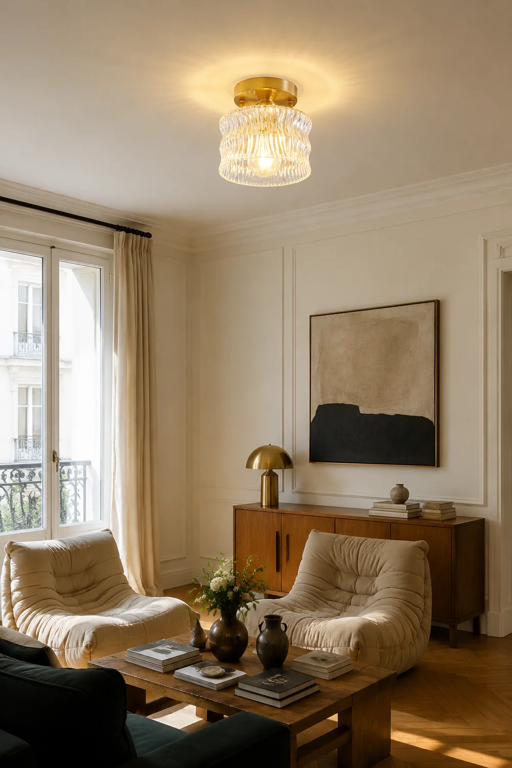 Vintage Crystal Clear Glass Ceiling Light Hallway - Lumpaz