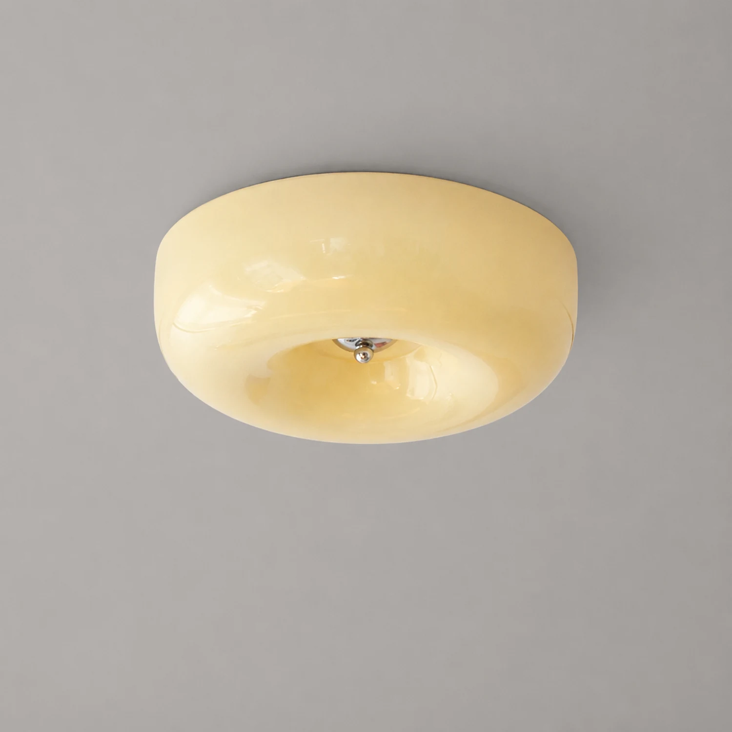 Cream Round Ceiling Lamp Simple Glass Ceiling Light For Bedroom - Lumpaz