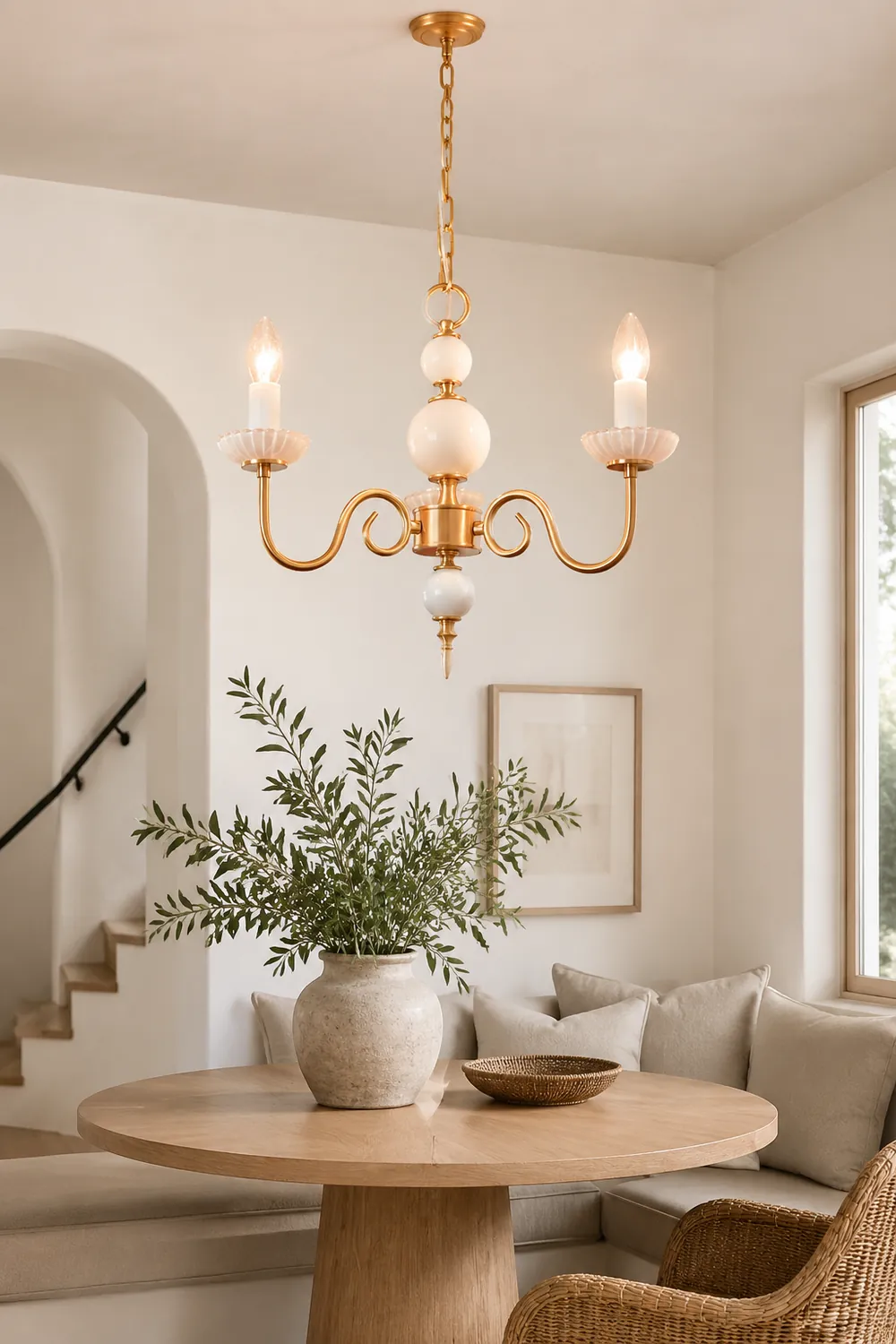 Vintage Metal Chandelier Lamp Cream Glass Chandelier - Lumpaz