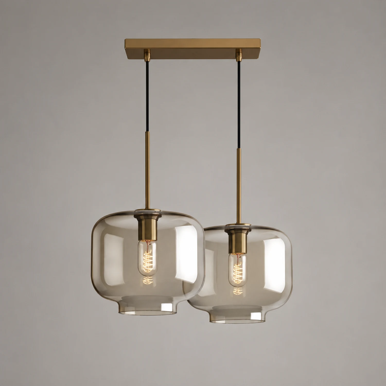 Industrial Amber Glass Pendant Light - Lumpaz