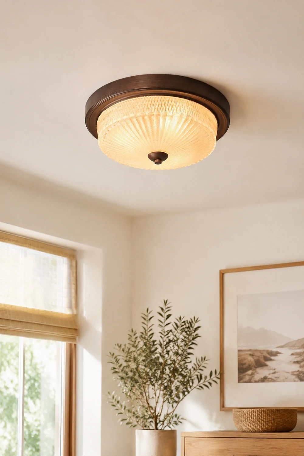 Retro Round Bedroom Ceiling Lamp - Lumpaz
