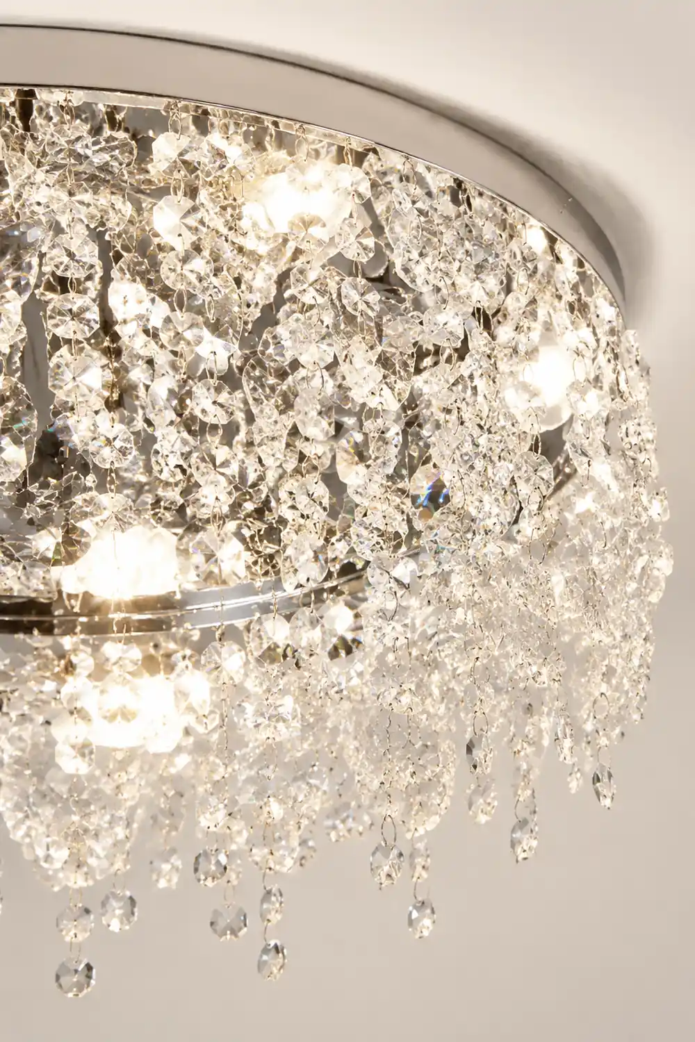 Luxury Crystal Chrome Flush Ceiling Light - Lumpaz