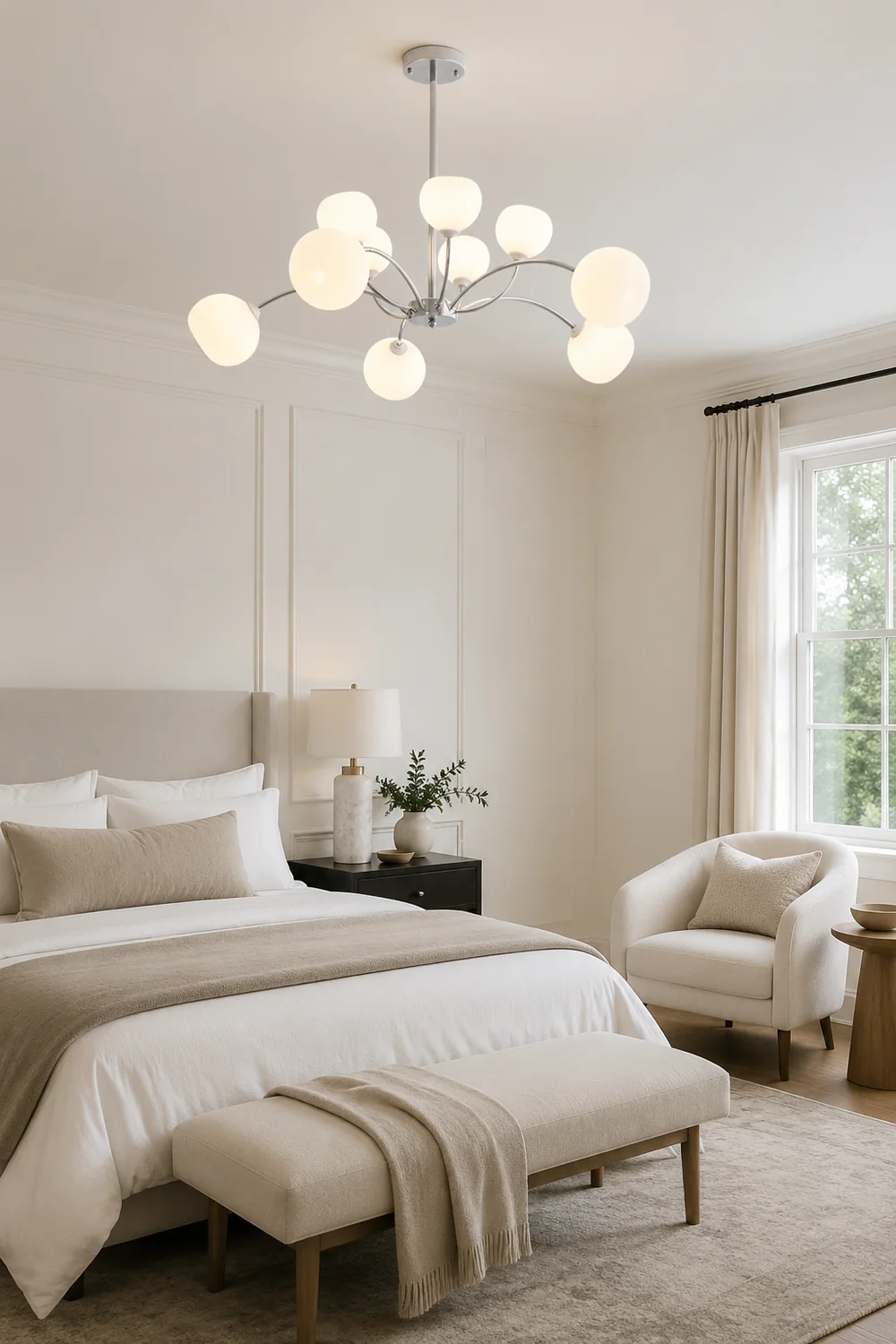 White Glass Globe Sputnik Shape Chandelier - Lumpaz
