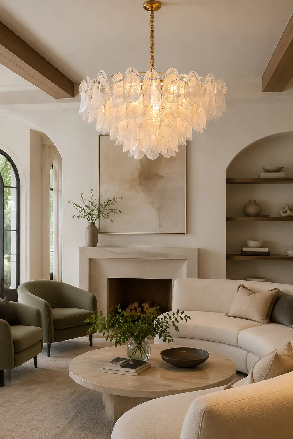 Contemporary Cloud-Inspired Frosted Glass Living Room Chandelier - Lumpaz
