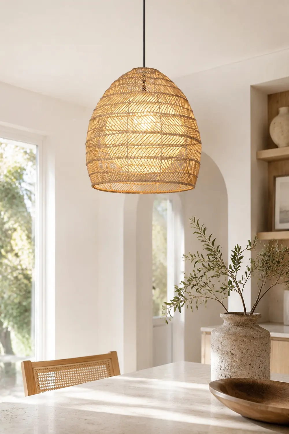 Vintage Rattan Handwoven Basket Lamp Fixtures - Lumpaz