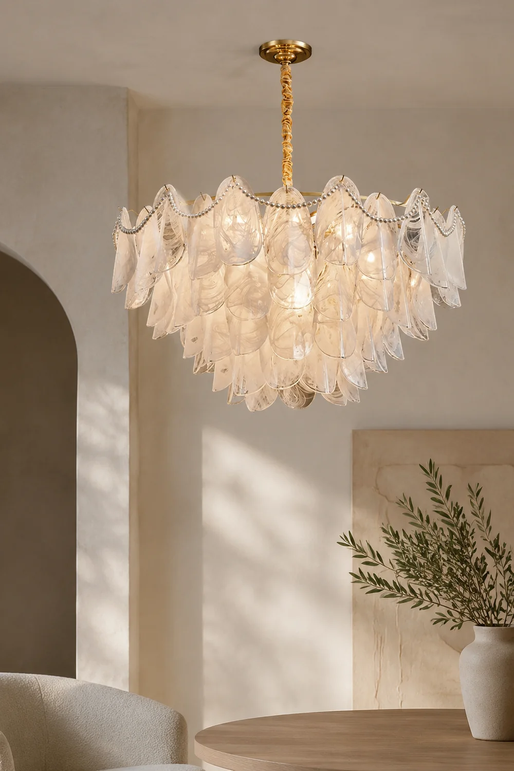 Contemporary Cloud-Inspired Frosted Glass Living Room Chandelier - Lumpaz