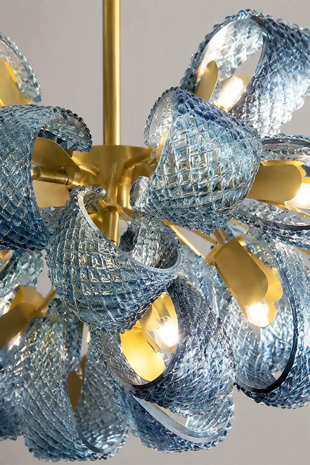 Luxury Style Gorgeous Blue Chandelier Modern Copper Glass Chandelier - Lumpaz