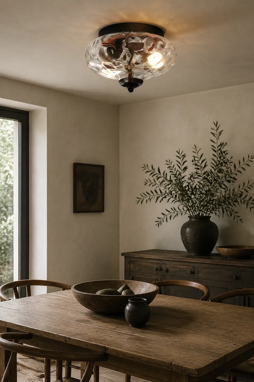 Farmhouse 2-Light Glass Shade Ceiling Light - Lumpaz