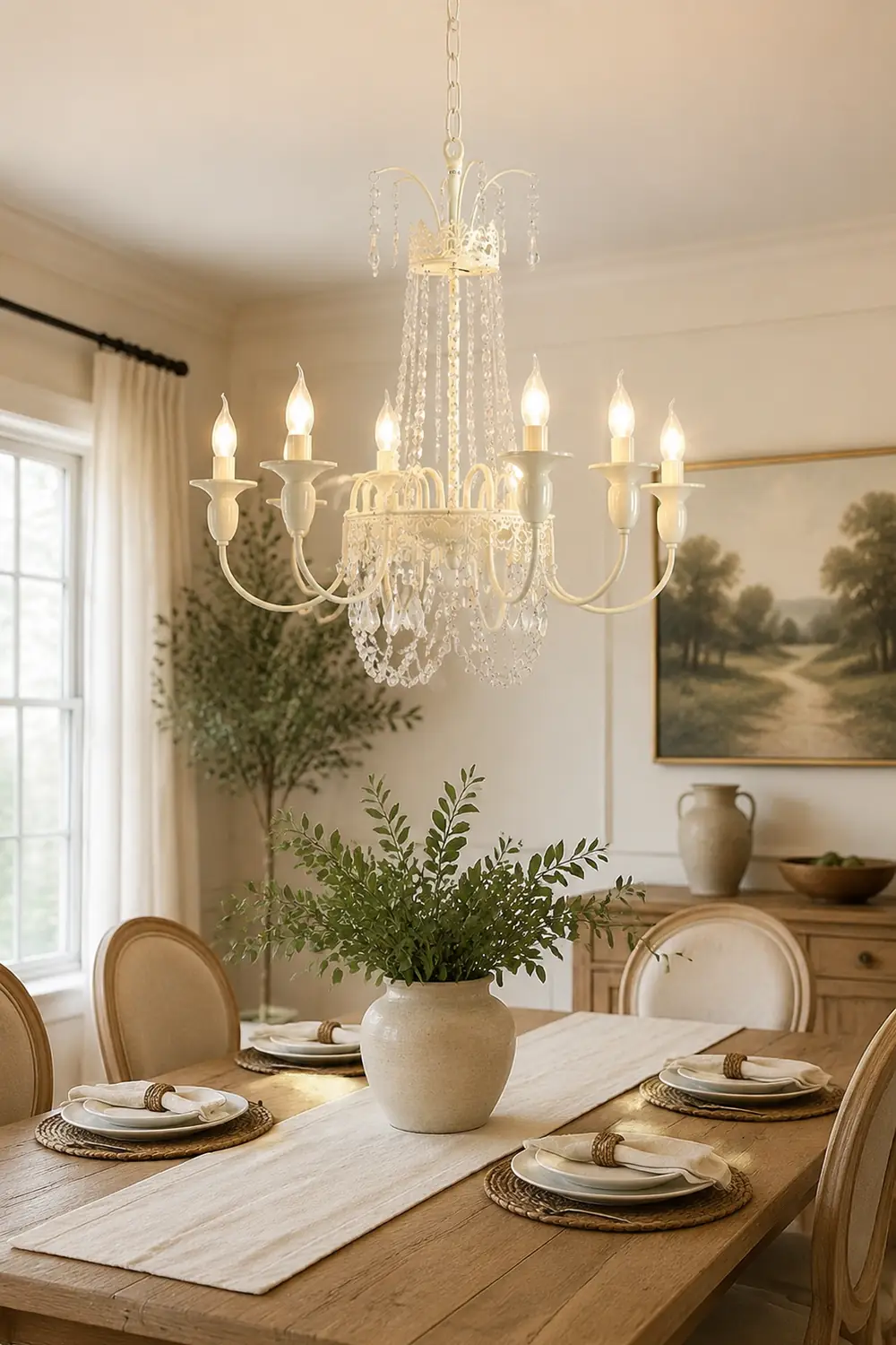 Vintage White Metal & Glass Luxury Chandelier Light - Lumpaz