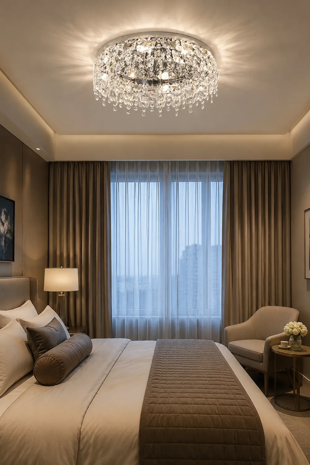 Luxury Crystal Chrome Flush Ceiling Light - Lumpaz